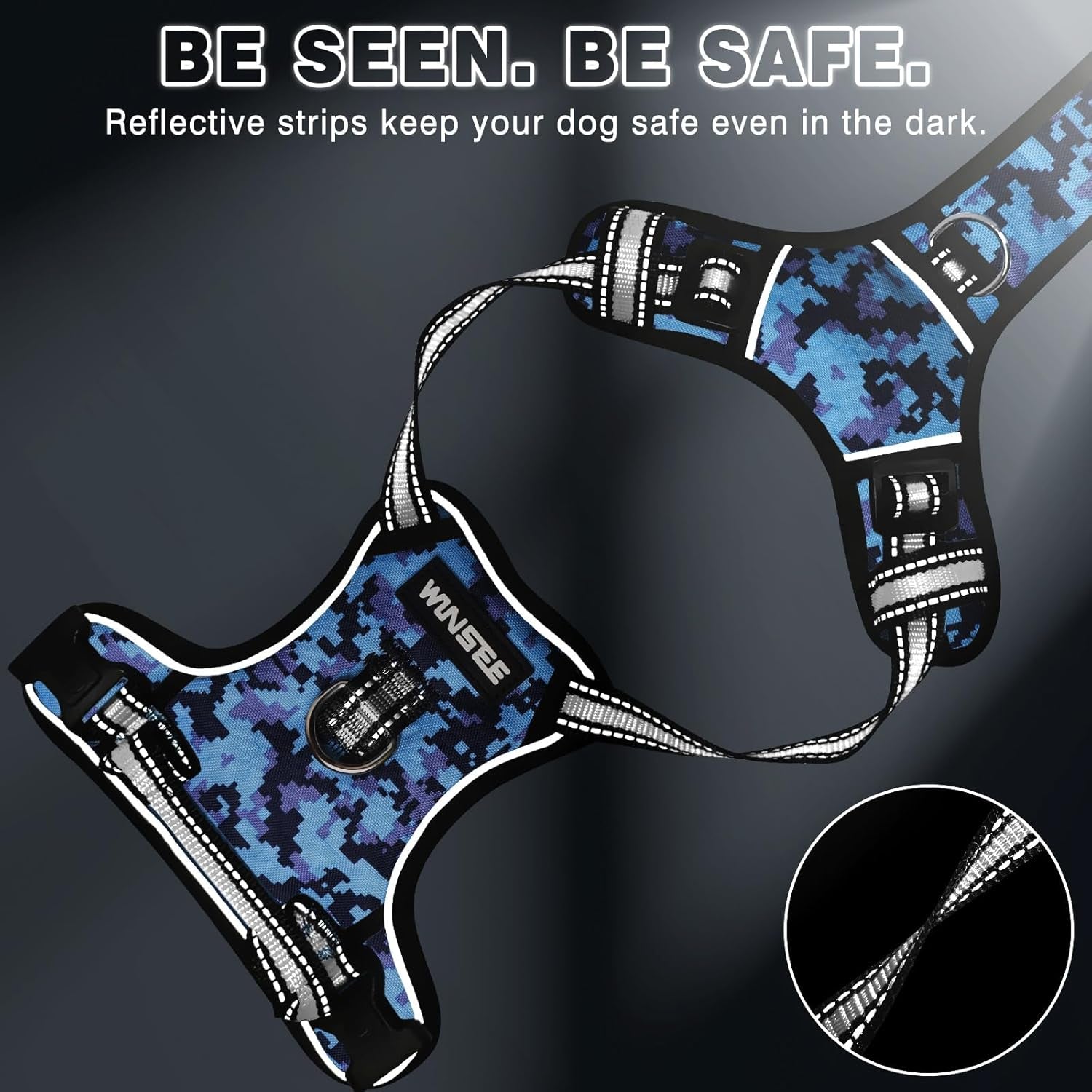 No-Pull Dog Harness with Collar, Adjustable Reflective Oxford Vest for Outdoor Use, Front/Back Leash Clips for Dogs of All Sizes, Easy Control Handle for Walking