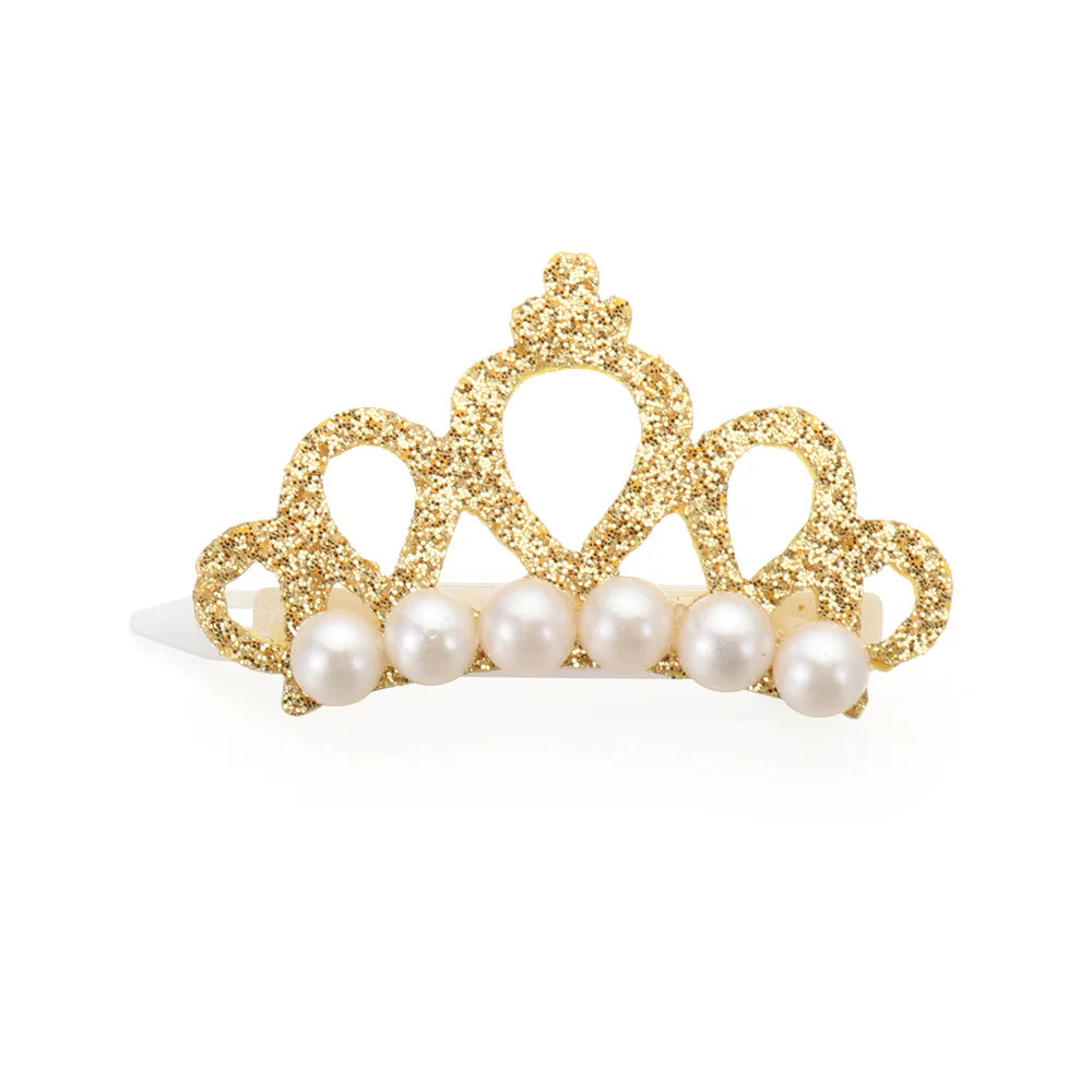 Faux Pearl Crown Hair Clips for Small Dogs and Cats - Elegant Hair Accessories for Pet Grooming and Decoration