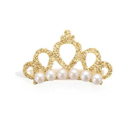 Faux Pearl Crown Hair Clips for Small Dogs and Cats - Elegant Hair Accessories for Pet Grooming and Decoration