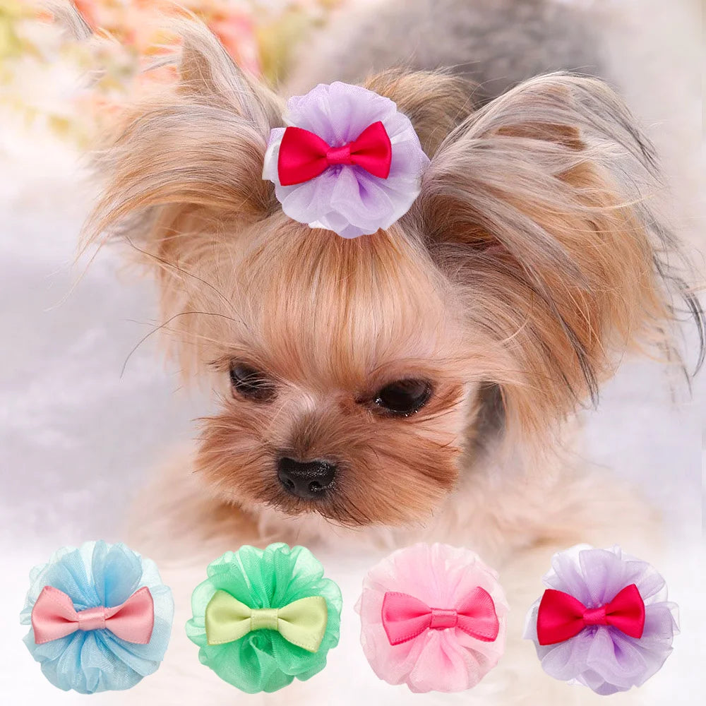 Faux Pearl Crown Hair Clips for Small Dogs and Cats - Elegant Hair Accessories for Pet Grooming and Decoration