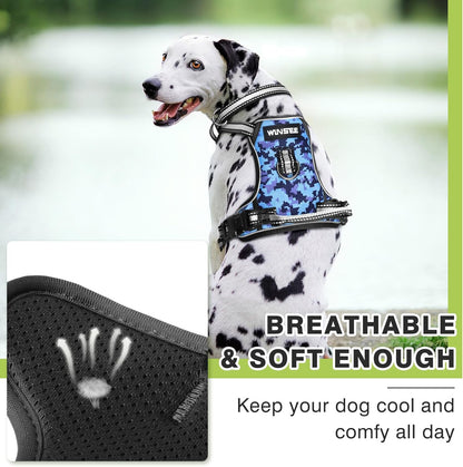 No-Pull Dog Harness with Collar, Adjustable Reflective Oxford Vest for Outdoor Use, Front/Back Leash Clips for Dogs of All Sizes, Easy Control Handle for Walking