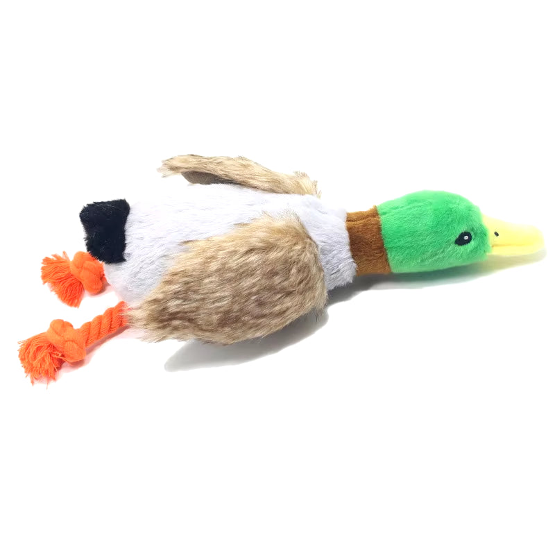 Plush Duck Squeaky Dog Toy with Chew Rope - Pet Dental Care Accessory