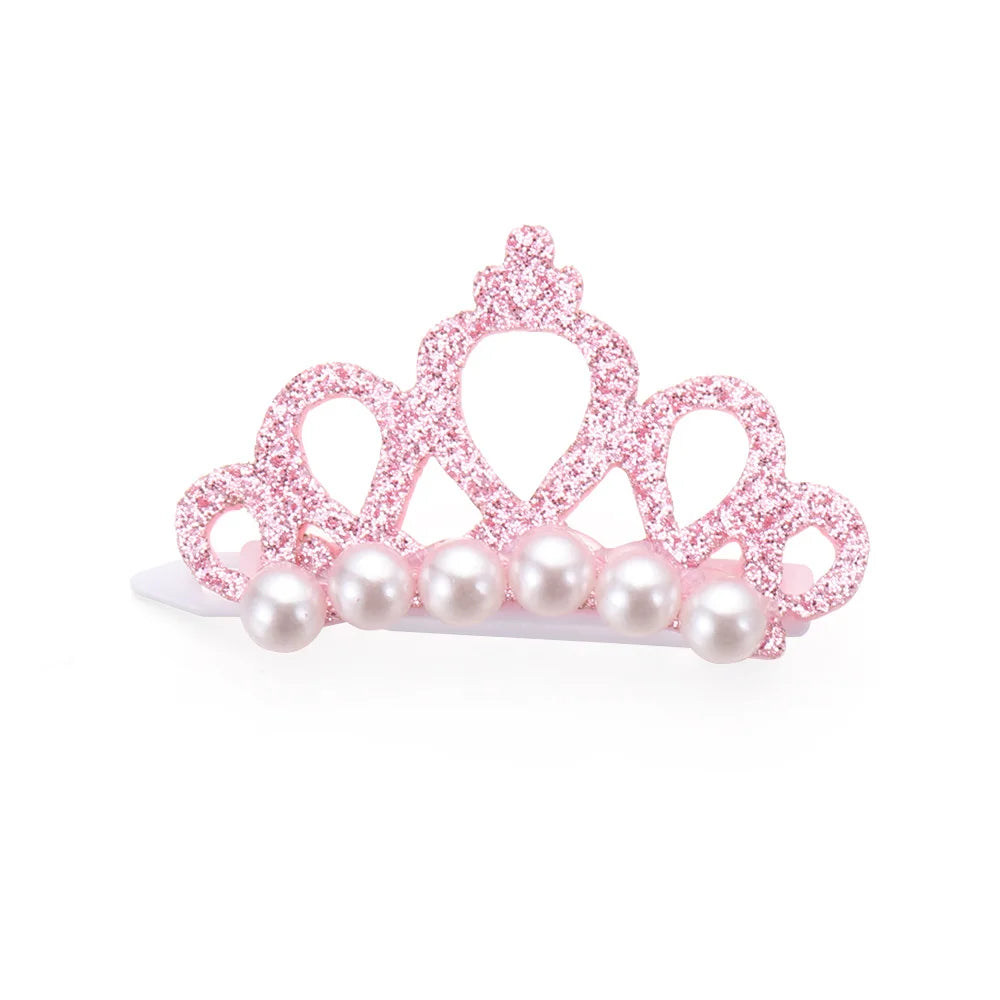 Faux Pearl Crown Hair Clips for Small Dogs and Cats - Elegant Hair Accessories for Pet Grooming and Decoration