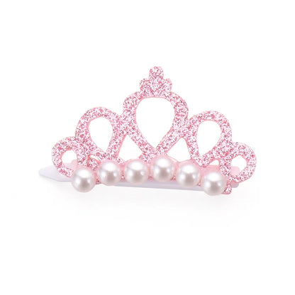 Faux Pearl Crown Hair Clips for Small Dogs and Cats - Elegant Hair Accessories for Pet Grooming and Decoration