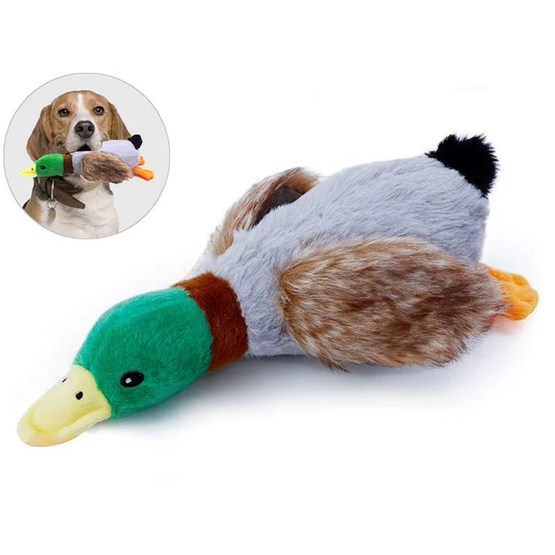 Plush Duck Squeaky Dog Toy with Chew Rope - Pet Dental Care Accessory