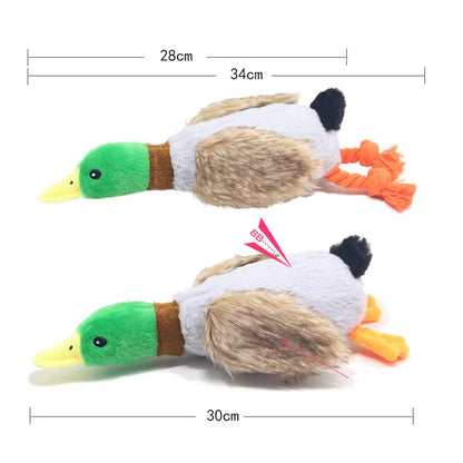 Plush Duck Squeaky Dog Toy with Chew Rope - Pet Dental Care Accessory