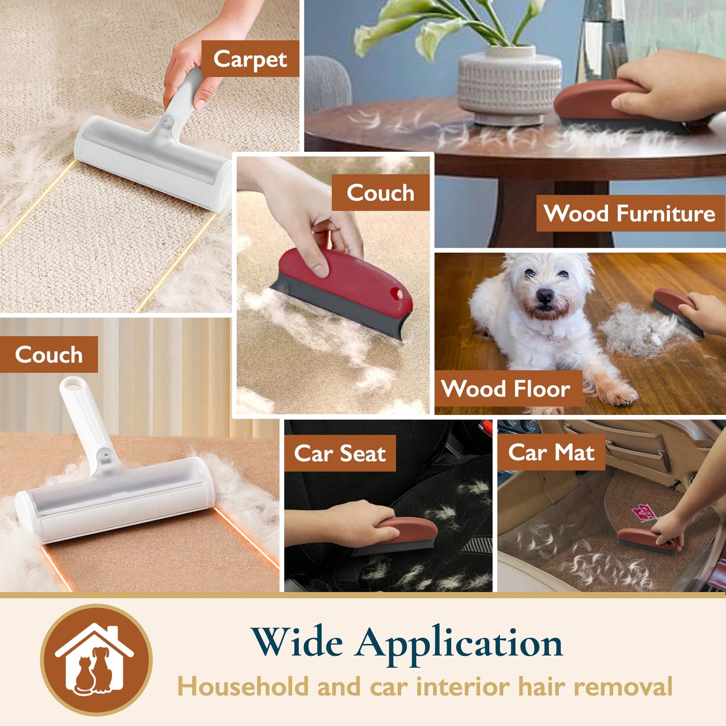 Pet Hair Removal Set - Reusable Lint Roller and Detailer for Efficient Pet Fur Removal from Furniture, Carpets, Clothing, and Bedding, Portable and User-Friendly Tool
