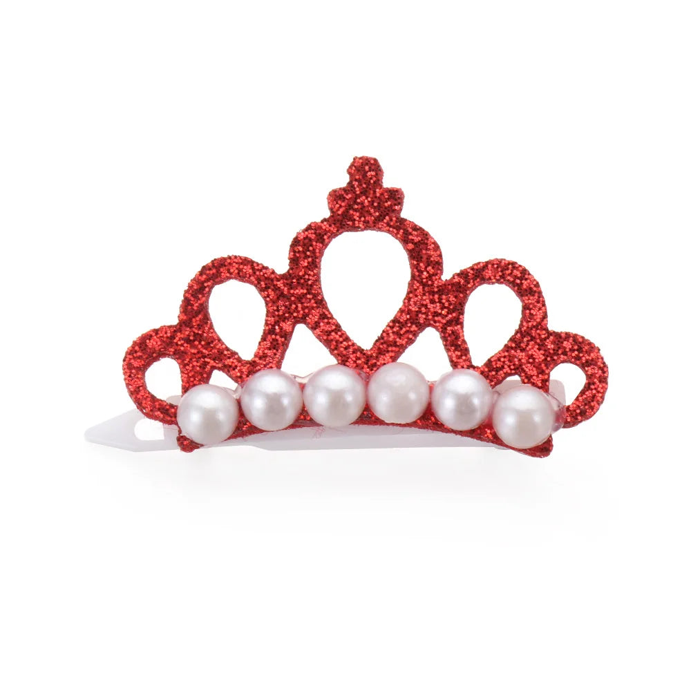 Faux Pearl Crown Hair Clips for Small Dogs and Cats - Elegant Hair Accessories for Pet Grooming and Decoration