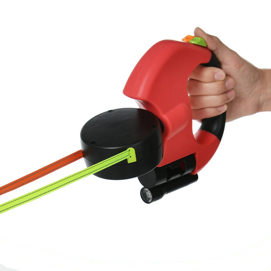3M Reflective Retractable Dual Dog Leash for Small Dogs with 360-Degree Swivel and Integrated Lights